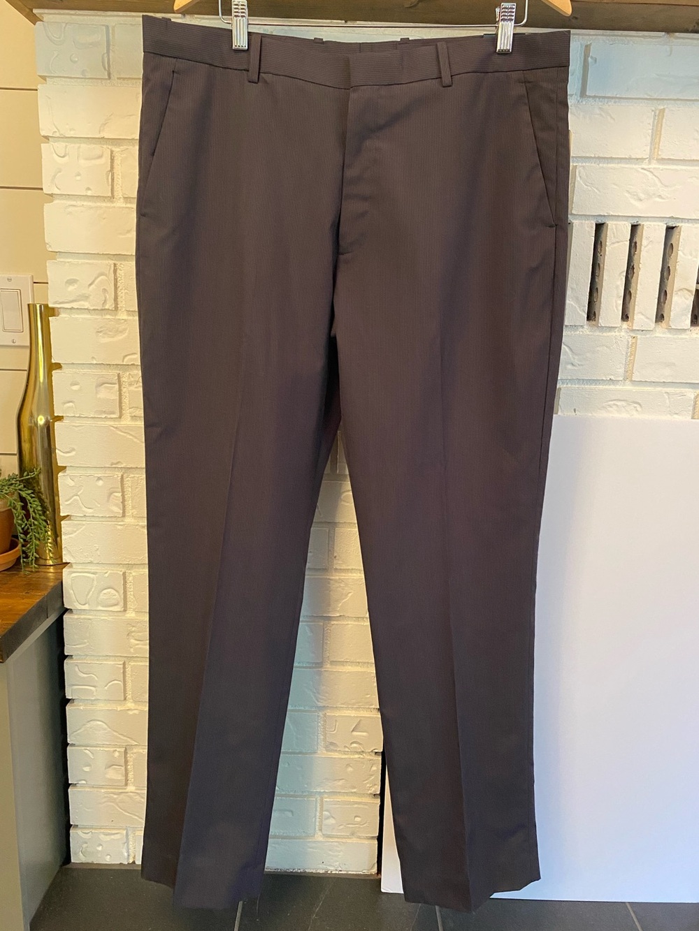 Perry Ellis Travel Luxe Dark Grey Pinstripe Dress Pants 36x32 Non-Iron NWT